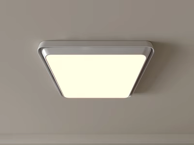 Modern Square Ceiling Light with White Panel and Silver Frame on Ceiling Providing Bright Illumination 3d model