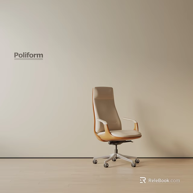 Poliform Modern Leather Office Chair with Sleek Design and Swivel Wheels 3d model 