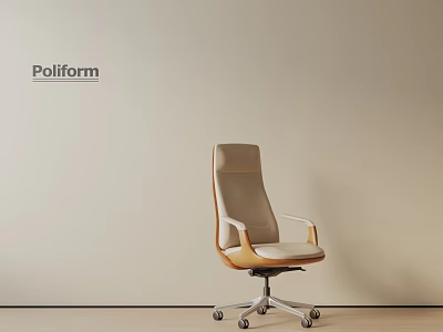 Poliform Modern Leather Office Chair with Sleek Design and Swivel Wheels 3d model