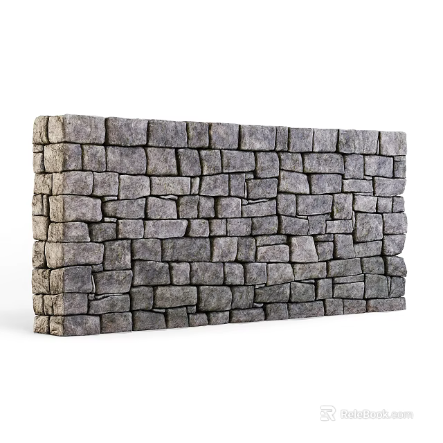 Natural Gray Stone Wall Masonry Structure With Textured Surface And Classic Design 3d model