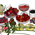 Fresh Assorted Fruits With Strawberries Raspberries Blueberries Figs Lime And Lemon Slices