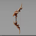 Orange And Black Dragon Shaped Bow With Elaborate Fantasy Weapon Design