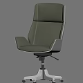 Modern Light Colored Office Chair With Upholstered Seat Dark Trim And Metal Swivel Base