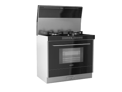 Modern Kitchen Gas Stove With Built In Oven And Stainless Steel Design 3d model