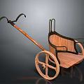 Vintage Wooden Hand Cart With Metal Frame Spoked Wheels And Handle