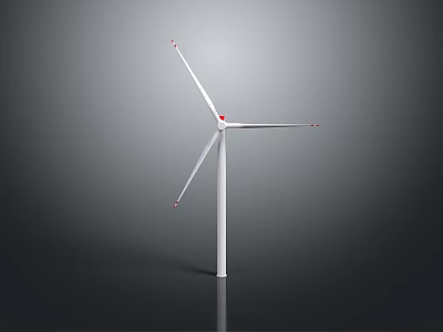 White Wind Turbine With Three Blades Standing For Renewable Energy Power Generation 3d model
