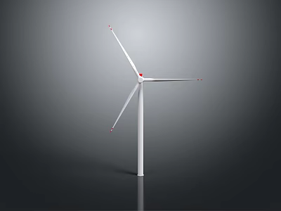 White Wind Turbine With Three Blades Standing For Renewable Energy Power Generation 3d model