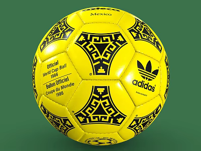Adidas Official World Cup Mexico 1986 Match Ball Yellow With Black Geometric Patterns 3d model