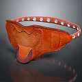 Genuine Brown Leather Belt With Riveted Design And Handcrafted Curved Buckle Detail