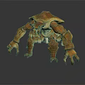Orange Ferocious Game Movie Character 3D Model With Carapace Back And Multiple Limbs