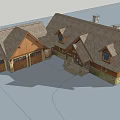 Detached Villa Featuring Brown Roof Wood Stone Exterior Green Lawn And Mountain Backdrop