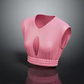 Pink Sleeveless Crop Top With V Neck Cutout Design And Braided Waistband