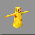Yellow Humanoid Character With Smiley Face And Red Stains On Outstretched Arms