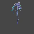 Ornamental Purple Fantasy Magic Staff With Floral Head Green Leaves Blue Accents