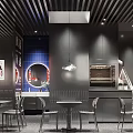 Modern Stylish Milk Tea Shop Interior With Bar Counter High Stools And Neon Menu Signs