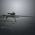 Modern Sniper Rifle With Scope Bipod And Long Metallic Barrel On Sleek Surface