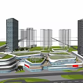 Modern Office Complex With High Rise Buildings Green Spaces And Surrounding Roads