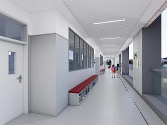 Classroom corridor aisle 3d model