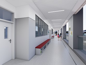 Classroom corridor aisle 3d model