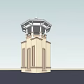 Classical Tower Architectural Design With Octagonal Top Columns And Arched Windows Exterior View 3d model