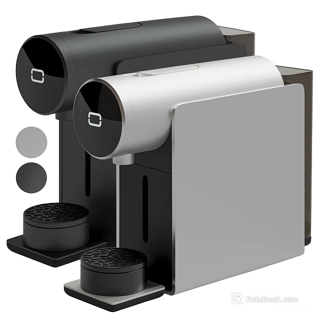 Modern Sleek Automatic Water Dispenser In Black And Silver With Dual Bases 3d model 