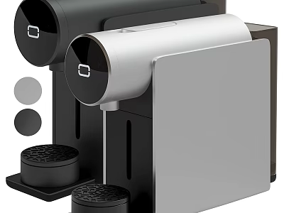 Modern Sleek Automatic Water Dispenser In Black And Silver With Dual Bases 3d model