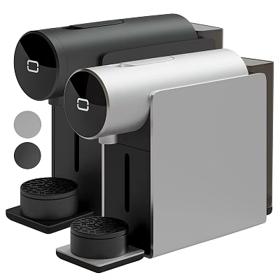 Modern Sleek Automatic Water Dispenser In Black And Silver With Dual Bases 3d model