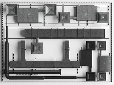 Industrial Pipeline Detailed Layout Design With Mechanical Components And Structural Connections 3d model