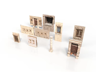 Ancient Architectural Elements Model With Doors Windows Columns And Details 3d model