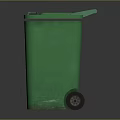 Green Household Waste Bin With Wheels Handles And Lid For Daily Use