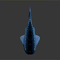 Blue Textured Shark Model With Fins On Gray Reflective Surface 3d model