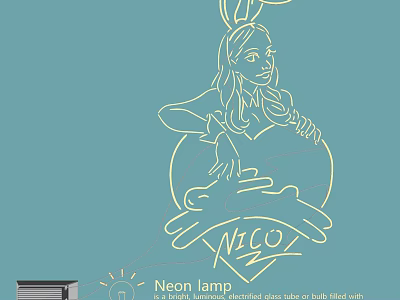 Stylish Neon Lamp Combination With Artistic NICO Design And Decorative Elements 3d model