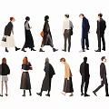 Diverse Group of People Wearing Different Outfits and Walking in Various Poses