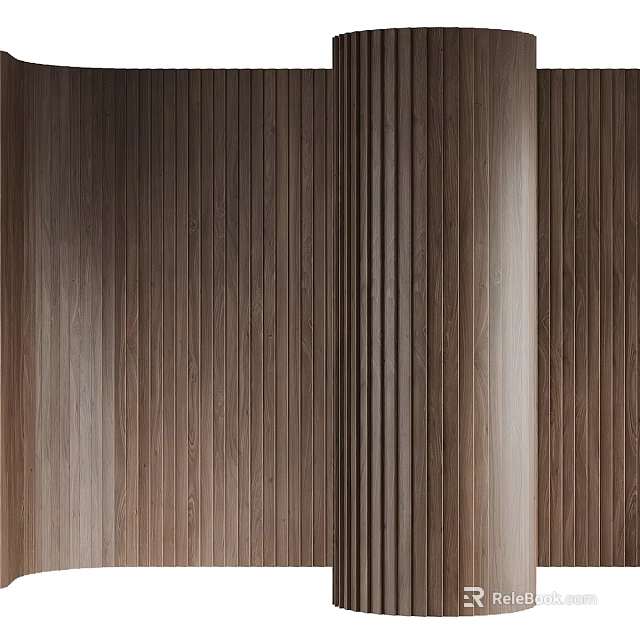 Wooden Wall Decor With Vertical Slats Light to Dark Brown Gradient Modern Minimalist Home Interior Natural Texture 3d model 