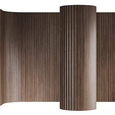 Wooden Wall Decor With Vertical Slats Light to Dark Brown Gradient Modern Minimalist Home Interior Natural Texture 3d model