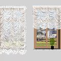 White Sheer Ruffled Curtains With Light Filtering Design For Home Window Decor 3d model