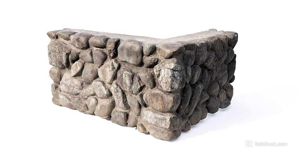 Building Exterior Wall Constructed With Natural Irregular Stones And Rough Texture 3d model 
