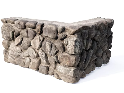 Building Exterior Wall Constructed With Natural Irregular Stones And Rough Texture 3d model