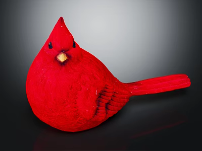 Red Cardinal Bird With Red Feathers Yellow Beak And Dark Background Side View 3d model