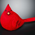 Red Cardinal Bird With Red Feathers Yellow Beak And Dark Background Side View
