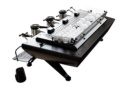 Industrial Testing Equipment With Metal Frame White Spheres And Knobs On Movable Base 3d model