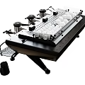 Industrial Testing Equipment With Metal Frame White Spheres And Knobs On Movable Base