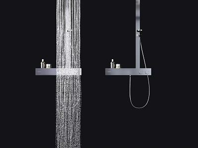 Modern Rainfall Shower Head Design With Handheld Sprayer And Stainless Steel Shelf 3d model