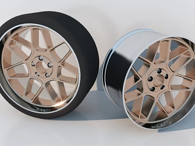 Tires With Bronze Multi Spoke Alloy Wheels And Black Rubber Surface Design 3d model