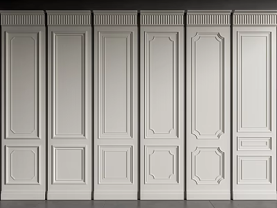 Classic White Decorative Wainscoting with Various Designs for Interior Wall Decoration 3d model