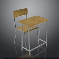 Light Wooden Desk And Chair Furniture Set With White Metal Legs