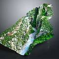 Lush Garden Landscape With Natural Green Vegetation Rock Formations And Flowing Stream In Mountain Canyon