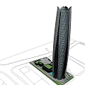 Modern Office Building Design With Glass Curtain Walls Unique Roof And Water Feature