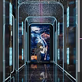 Ultra Modern High Tech Public Mens Toilet With Sleek Partitions And Cool Ambient Lighting