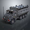 Heavy Duty Armored Military Truck With Roof Mounted Equipment And Multi Wheel Design